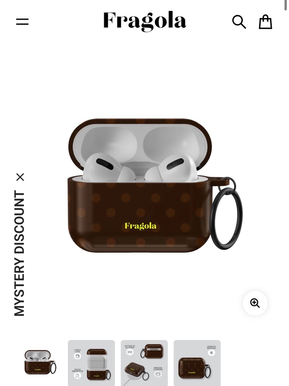 Fragola Brand Brown Brownie Batter Polka Dot AirPods Pro Case with Black Keyring